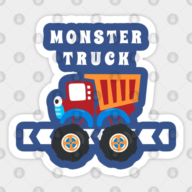 illustration of monster truck with cartoon style. Sticker by KIDS APPAREL